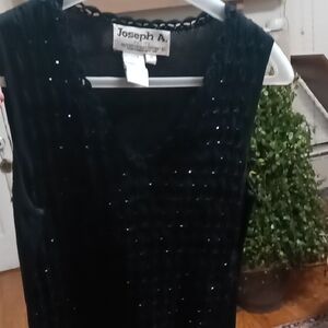 Joseph A Black Textured Sleeveless Blouse